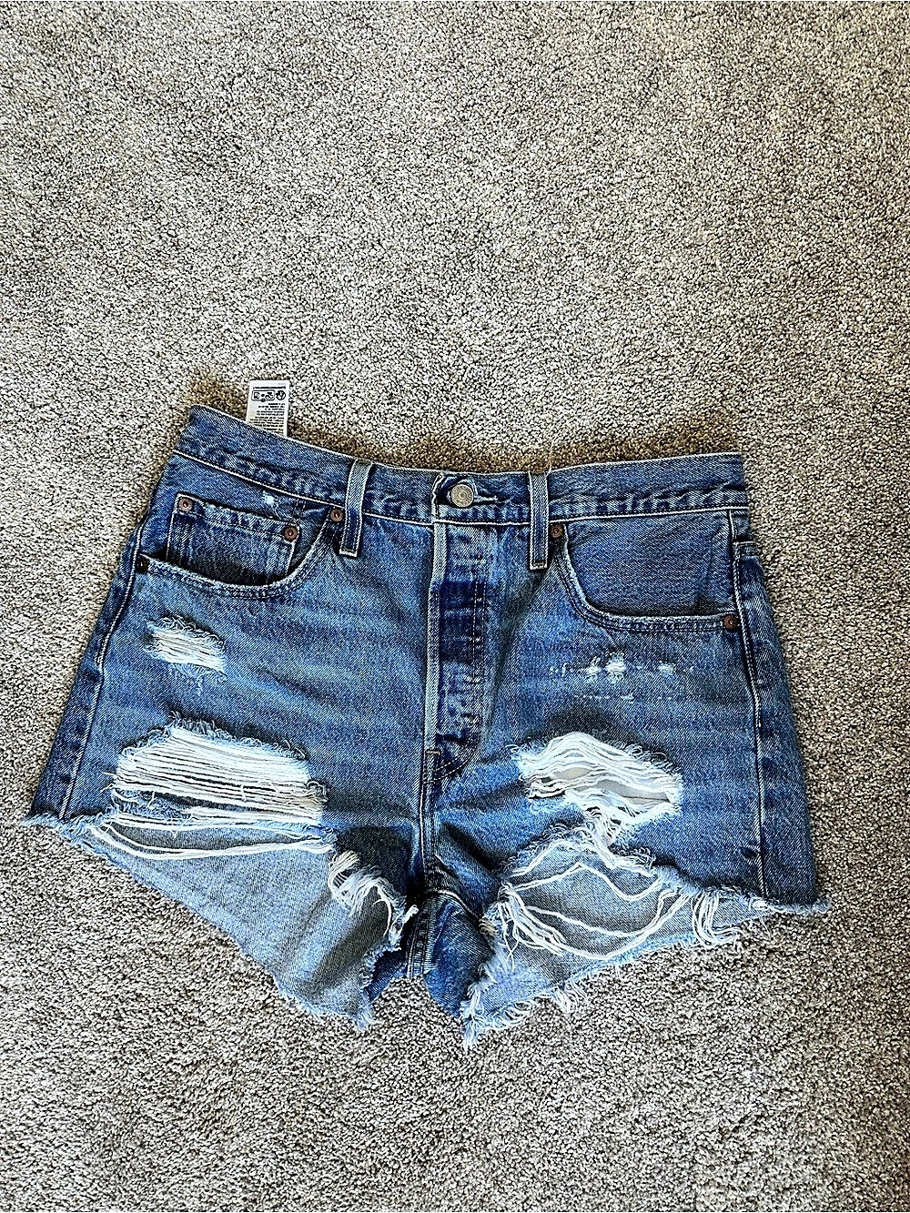 Levi's 501 Original Shorts Distressed Blue Waist 31